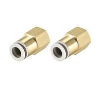 sourcing map Push to Connect Tube Fittings 10mm Tube OD x 3/8 PT Female Straight Pneumatic Connector Pipe Fitting Golden Tone 2Pcs