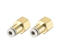 sourcing map Push to Connect Tube Fittings 4mm Tube OD x 1/8 PT Female Straight Pneumatic Connector Pipe Fitting Golden Tone 2Pcs