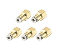 sourcing map Push to Connect Tube Fittings 4mm Tube OD x 1/8 PT Female Straight Pneumatic Connector Pipe Fitting Golden Tone 5Pcs