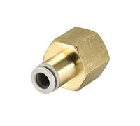 sourcing map Push to Connect Tube Fittings 8mm Tube OD x 1/2 PT Female Straight Pneumatic Connector Pipe Fitting Golden Tone