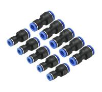 sourcing map Push to Connector Fitting, 10mm to 6mm/10mm to 8mm Tube OD Quick Connect Air Line Hose Pipe Fitting Straight Pneumatic Connector, Black 10Pcs