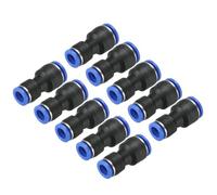 sourcing map Push to Connector Fitting, 10mm to 8mm Tube OD Quick Connect Air Line Hose Pipe Fitting Straight Pneumatic Connector, Black 10Pcs