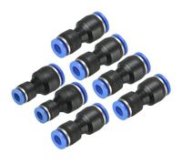 sourcing map Push to Connector Fitting, 8mm to 6mm/10mm to 6mm Tube OD Quick Connect Air Line Hose Pipe Fitting Straight Pneumatic Connector, Black 7Pcs