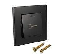 sourcing map Push to Exit Button Switch Wall Mounted Resettable Square Black AC 250V 16A
