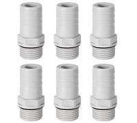 sourcing map PVC Barb Hose Fitting Connector Adapter 19mm or 47/64" Barbed x 1/2" G Male Pipe 6pcs