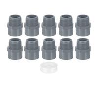 sourcing map PVC Male Adapter Pipe Fitting, 10Pcs 1" 2-Way PVC Pipe Connectors with Sealant Tape (Socket x Male Thread), Hose Adapter Coupling for Plumbing Water Line (Grey)