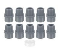 sourcing map PVC Male Adapter Pipe Fitting, 10Pcs 3/4" 2-Way PVC Pipe Connectors with Sealant Tape (Socket x Male Thread), Hose Adapter Coupling for Plumbing Water Line (Grey)