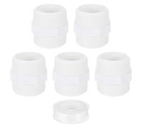 sourcing map PVC Nipple Thread Coupling Adapter Connector, 5Pcs 2-1/2" PT PVC Pipe Fitting with Sealant Tape (Male to Male), Hose Adapter Coupling for Thread Plumbing Pipe (White)