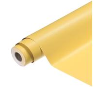 sourcing map PVC Peel and Stick Wallpaper 15.8" x 196.9" Waterproof Self-Adhesive Decorative Contact Paper Removable Frosted Vinyl Wrap Paper for Kitchen Bedroom Cabinet Furniture, Lemon Yellow