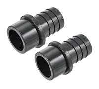sourcing map PVC Pipe Fitting 32mm Barbed x 40mm OD Spigot Straight Tube Adapter Hose Quick Connector, Black Pack of 2