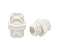 sourcing map PVC Pipe Fitting Hex Nipple G1/2 X G1/2 Male Thread Adapter Connector 5pcs