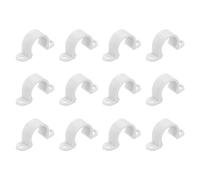 sourcing map PVC Pipe Straps 20mm Plastic Conduit Strap 12Pcs White | 2 Holes PVC Pipe Mounting Bracket, for PVC Pipe Conduit and Cables
