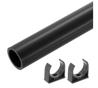 sourcing map PVC Rigid Tube, 300mm Length Round Pipe Tubing, 27.2mm ID 32mm OD Plastic Tubes with Clamp for Aquarium, Water Cooling System, Cable Sleeve, Dark Gray