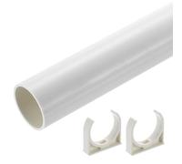 sourcing map PVC Rigid Tube, 500mm Length Round Pipe Tubing, 45.2mm ID 50mm OD Plastic Tubes with Clamp for Aquarium, Water Cooling System, Cable Sleeve, White