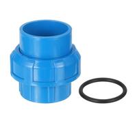 sourcing map PVC Union Pipe Fitting, 1Pcs 1-1/2" PVC Slip Union Coupling Adapter with O-Ring, Slip Socket Port Connection for Swimming Pools and Outdoor Plumbing Applications (Blue)