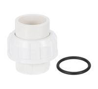 sourcing map PVC Union Pipe Fitting, 1Pcs 1" PVC Slip Union Coupling Adapter with O-Ring, Slip Socket Port Connection for Swimming Pools and Outdoor Plumbing Applications (White)