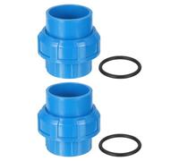 sourcing map PVC Union Pipe Fitting, 2Pcs 1-1/2" PVC Slip Union Coupling Adapter with O-Ring, Slip Socket Port Connection for Swimming Pools and Outdoor Plumbing Applications (Blue)