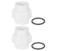 sourcing map PVC Union Pipe Fitting, 2Pcs 1-1/4" PVC Slip Union Coupling Adapter with O-Ring, Slip Socket Port Connection for Swimming Pools and Outdoor Plumbing Applications (White)