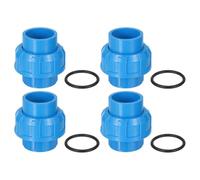 sourcing map PVC Union Pipe Fitting, 4Pcs 1" PVC Slip Union Coupling Adapter with O-Ring, Slip Socket Port Connection for Swimming Pools and Outdoor Plumbing Applications (Blue)
