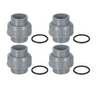 sourcing map PVC Union Pipe Fitting, 4Pcs 1" PVC Slip Union Coupling Adapter with O-Ring, Slip Socket Port Connection for Swimming Pools and Outdoor Plumbing Applications (Grey)