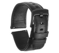 sourcing map Quick Release Genuine Leather Watch Band 22mm Width Grain Cowhide Leather Watch Strap for Men and Women, Black and Black