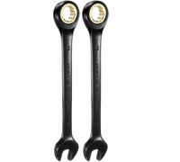 sourcing map Ratcheting Spanner 15mm Metric Open End Wrench 72-Teeth,2pcs | CR-V Steel,12 Point,Nickel Plated,Combination Ratchet Wrench,for Fasteners Nut Bolt