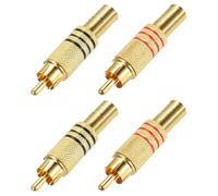 sourcing map RCA to Speaker Wire Connector, 270RCA Solder Male Gold Plated Stereo Audio Connector Adapter Jack Plug RCA Converter Gold Panel 4pcs