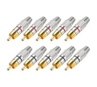 sourcing map RCA to Speaker Wire Connector, 270RCA Solderless Male Plug Gold Plated Stereo Audio Connector Adapter Jack Plug RCA Converter Black Panel Mount 10pcs