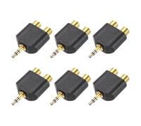 sourcing map RCA to Speaker Wire Connector, 3.5mm Male to 2 RCA Female Audio Connector Dual RCA Adapter Video Cable Splitter RCA Converter Black 6pcs