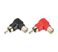 sourcing map RCA to Speaker Wire Connector, 90 Degree RCA Adapter Zinc Alloy Gold Plated Stereo Audio Connector Jack Converter Black Panel Mount 2pcs