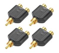 sourcing map RCA to Speaker Wire Connector, RCA Male to 2 RCA Female Stereo Audio Connector Adapter Video Cable Splitter RCA Converter Black 4pcs