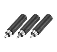 sourcing map RCA to Speaker Wire Connector, RCA Male to 6.5mm Female Nickel Plated Stereo Audio Connector Adapter Video Cable Splitter RCA Converter Black 3pcs