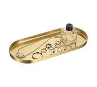 sourcing map Rectangle Serving Trays, 5 x 12inch Metal Serving Platter Board Bathroom Tray for Coffee Party Home Decor Cheese Dish Cake Dessert, Gold