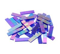 sourcing map Rectangular Mosaic Tile Stained Glass Strip, 1.57" x 0.4" Iridescent Sapphire Blue Glass Piece 300g/10.58 oz Mosaic Tile Making Supplies for DIY Handmade Craft and Home Decoration