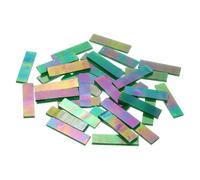 sourcing map Rectangular Mosaic Tiles Stained Glass Strips, 1.57" x 0.4" Iridescent Green Glass Pieces 200g/7.05 oz Mosaic Tile Making Supplies for DIY Handmade Crafts and Home Decoration