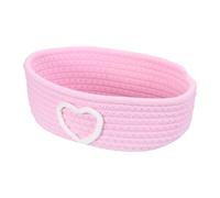 sourcing map Rectangular Rope Basket, 25.5 x 15 x 8cm Small Woven Baskets for Organizing Mini Woven Storage for Shelf Storage Home Bedroom Decor Gift Chest, Pink