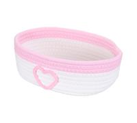 sourcing map Rectangular Rope Basket, 28.5 x 17 x 9cm Small Woven Baskets for Organizing Mini Woven Storage for Shelf Storage Home Bedroom Decor Gift Chest, White/Pink