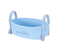 sourcing map Rectangular Rope Basket, 28 x 15 x 18cm Small Woven Baskets for Organizing Mini Woven Storage with Handles for Shelf Storage Home Bedroom Decor Gift Chest, Sky Blue