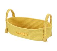 sourcing map Rectangular Rope Basket, 37 x 20 x 18cm Small Woven Baskets for Organizing Mini Woven Storage with Handles for Shelf Storage Home Bedroom Decor Gift Chest, Yellow