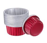 sourcing map Red Cupcake Cups, 50pcs Aluminum Foil 5oz Standard Cupcake Liners Dessert Disposable Cupcake Baking Cups for Birthday Party Supplies Weddings Decorations