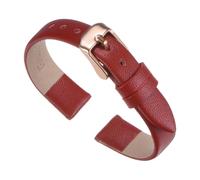 sourcing map Red Genuine Leather Band 12mm Watch Strap for Men Women