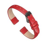 sourcing map Red Genuine Leather Band 22mm Width, Flat Thin Elegant Leather Watch Strap Black Buckle for Men and Women