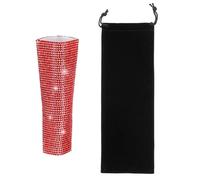 sourcing map Red Mic Handle Cover, Rhinestones Microphone Handle for Most Universal Wire Microphones, Mic Not Included(With Black Bag)