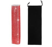 sourcing map Red Mic Handle Cover, Rhinestones Microphone Handle for Most Universal Wireless Microphones, Mic Not Included(With Black Velvet Bag)