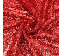 sourcing map Red Sequin Fabric, by The Yard, 1 Yard Length 4.3ft Wide Sequin Velvet Fabric Shiny Sparkly Cloth for DIY Sewing, Dress, Backdrop, Tablecloth, Table Runner