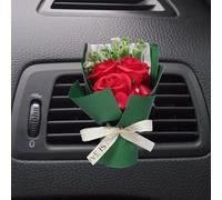 sourcing map Red Small Bouquet Car Air Freshener Vent Clips, Mini Decorative Rose Bouquet with Fragrance Diffuser for Women, Automotive Air Freshener Decoration, Style 1