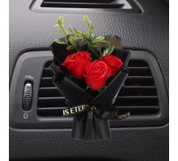 sourcing map Red Small Bouquet Car Air Freshener Vent Clips, Mini Decorative Rose Bouquet with Fragrance Diffuser for Women, Automotive Air Freshener Decoration, Style 5
