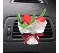 sourcing map Red Small Bouquet Car Air Freshener Vent Clips, Mini Decorative Rose Bouquet with Fragrance Diffuser for Women, Automotive Air Freshener Decoration, Style 2
