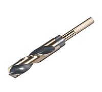 sourcing map Reduced Shank Twist Drill Bits 19mm Black Nitride & Gold Titanium Coated High Speed Steel 4341 with 10mm (3/8") Shank for Stainless Steel Alloy Metal Plastic Wood