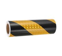 sourcing map Reflective Tape, 8 Inch x 16 ft Warning Safety Sticker Night Reflectors Self-Adhesive Trailer Reflector Twill Tape for Cars Trucks Trailer, Yellow Black
